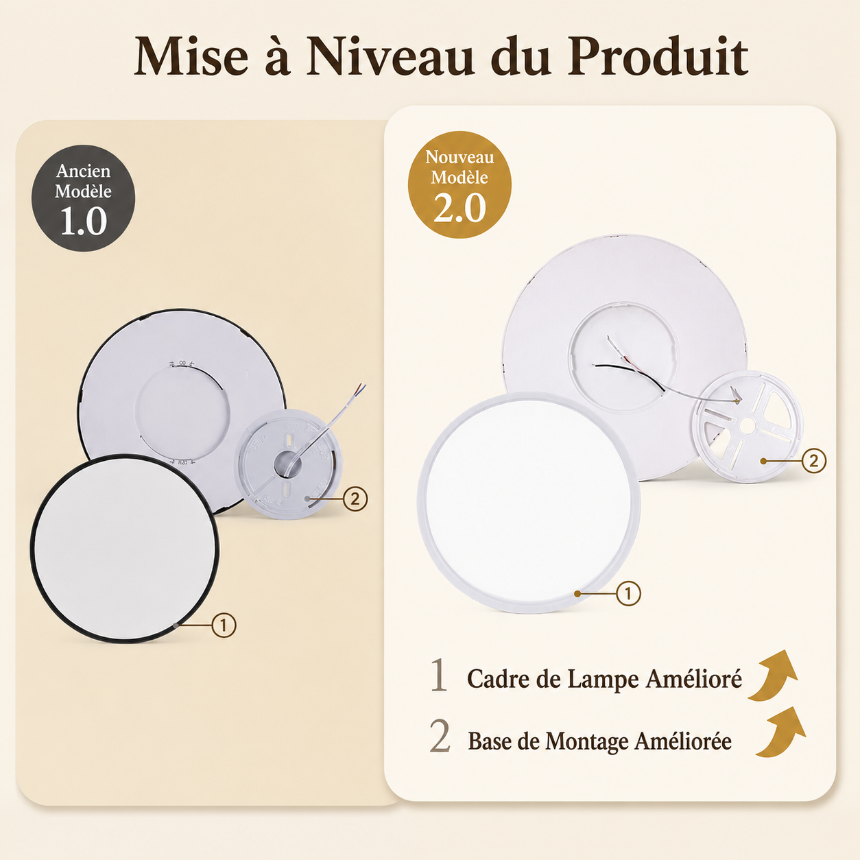 Plafonnier LED Connecté 50 cm —  Blanc Chaud