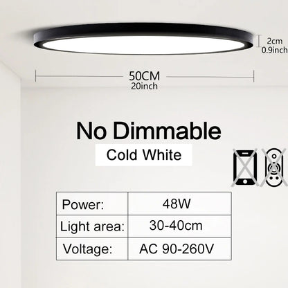 Plafonnier LED Connecté 50 cm — Dimmable · App & Télécommande · 48W