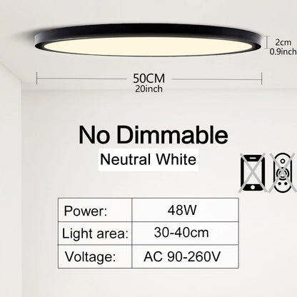 Plafonnier LED Connecté 50 cm — Dimmable · App & Télécommande · 48W