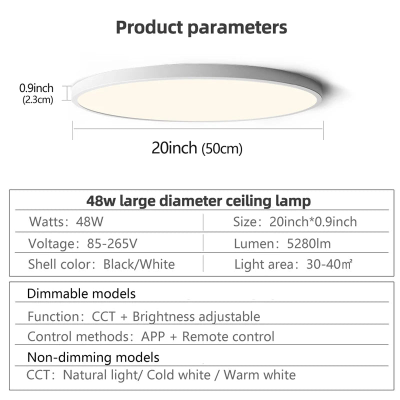 Plafonnier LED Connecté 50 cm —  Réglable