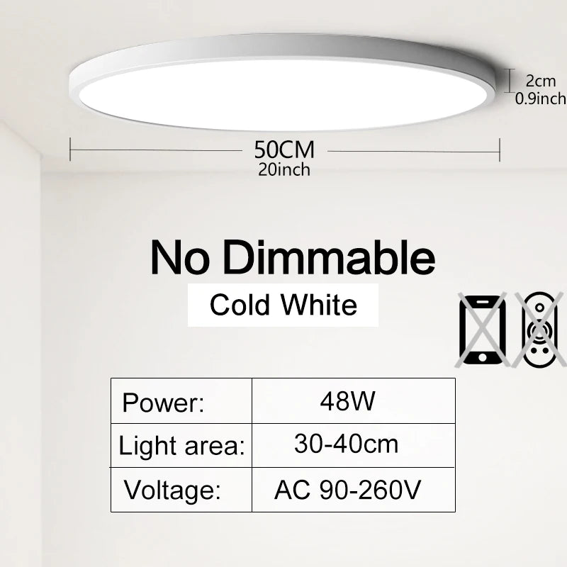 Plafonnier LED Connecté 50 cm — Dimmable · App & Télécommande · 48W