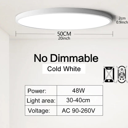 Plafonnier LED Connecté 50 cm — Dimmable · App & Télécommande · 48W